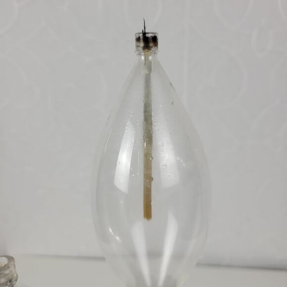 Vintage Oil Candle Lamp Burl Root Designs Glass Lantern Wood Base MCM Retro - Picture 7 of 16
